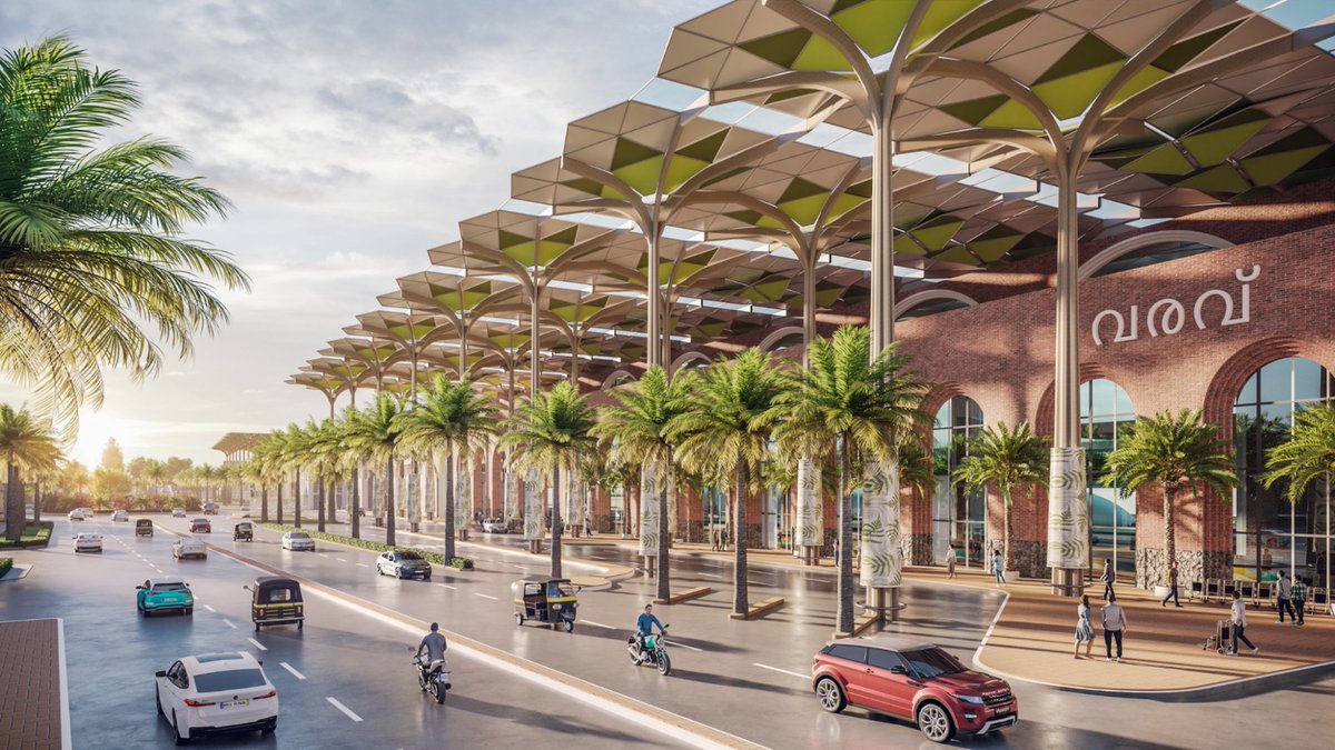 RailMinIndia's tweet photo. Towering Uplift: Take a look at the proposed design of the to-be-redeveloped Trivandrum Railway Station. https://t.co/w3FxQesBFm