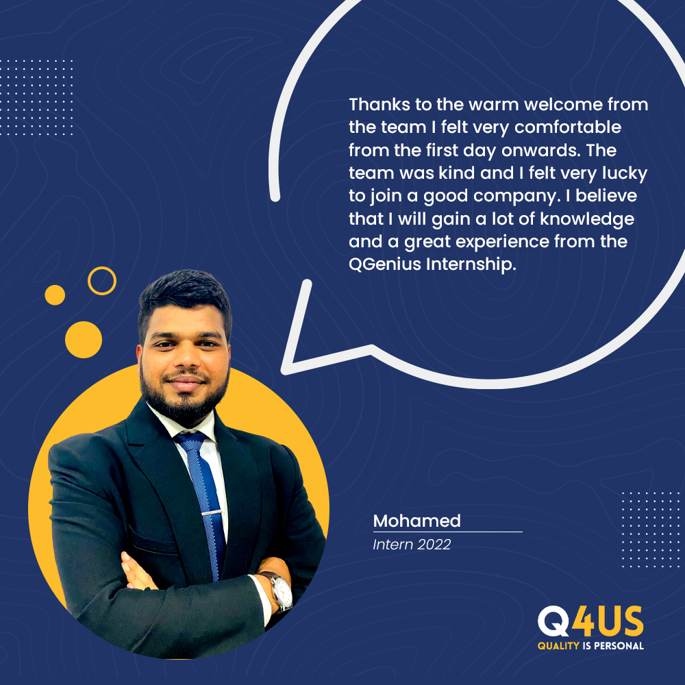 Q4USdev's tweet photo. This is what our intern Mohamed has to say about his first day at Q4US.
Join the team if you are looking for a workplace that is warm and welcoming.
Send your CV to work@q4us.dev
#hiring #teamwork #q4us #qualityispersonal #qgenius https://t.co/rEwUfVCHV7