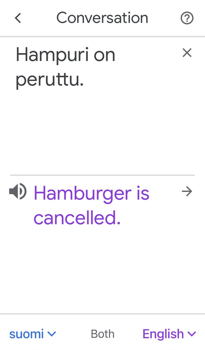 This was how Google Translate captured the radio presenter saying something to the effect that flights to Helsinki may be delayed (by oil tanker driver strikes). https://t.co/Y4g9Iu3PdF