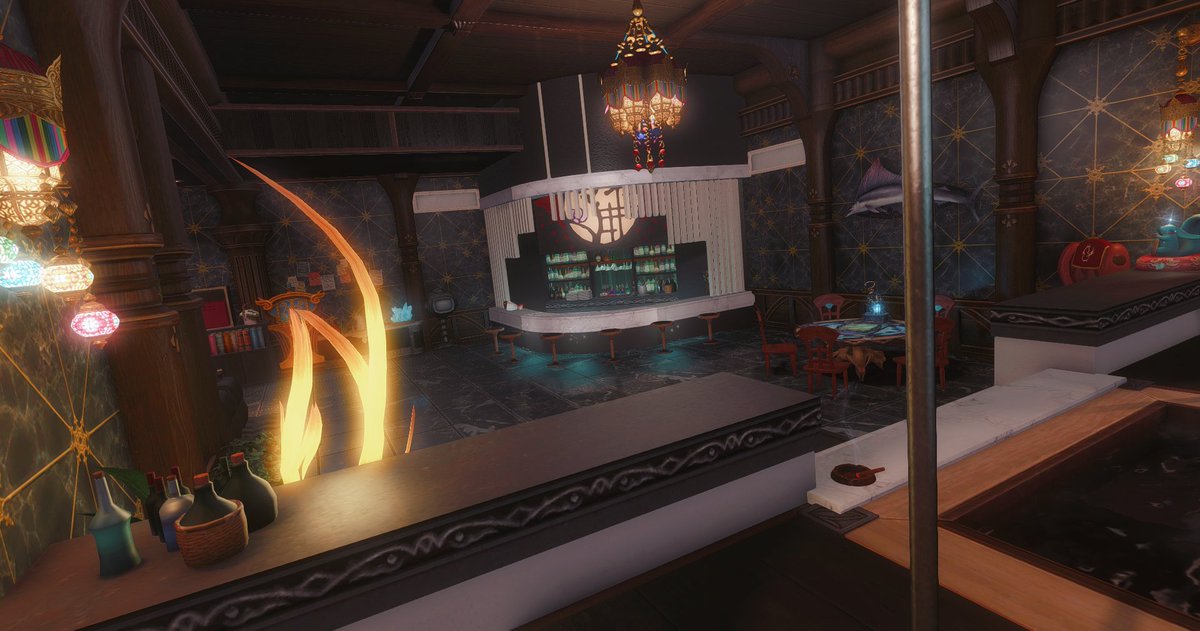 aimee_aether's tweet photo. Redid the downstairs of the FC~ #ffxiv #ffxivhousing https://t.co/w07jTMPj21