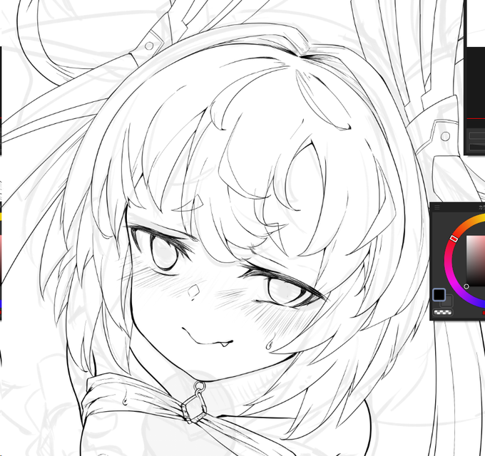 新しい線画を制作中ですの 