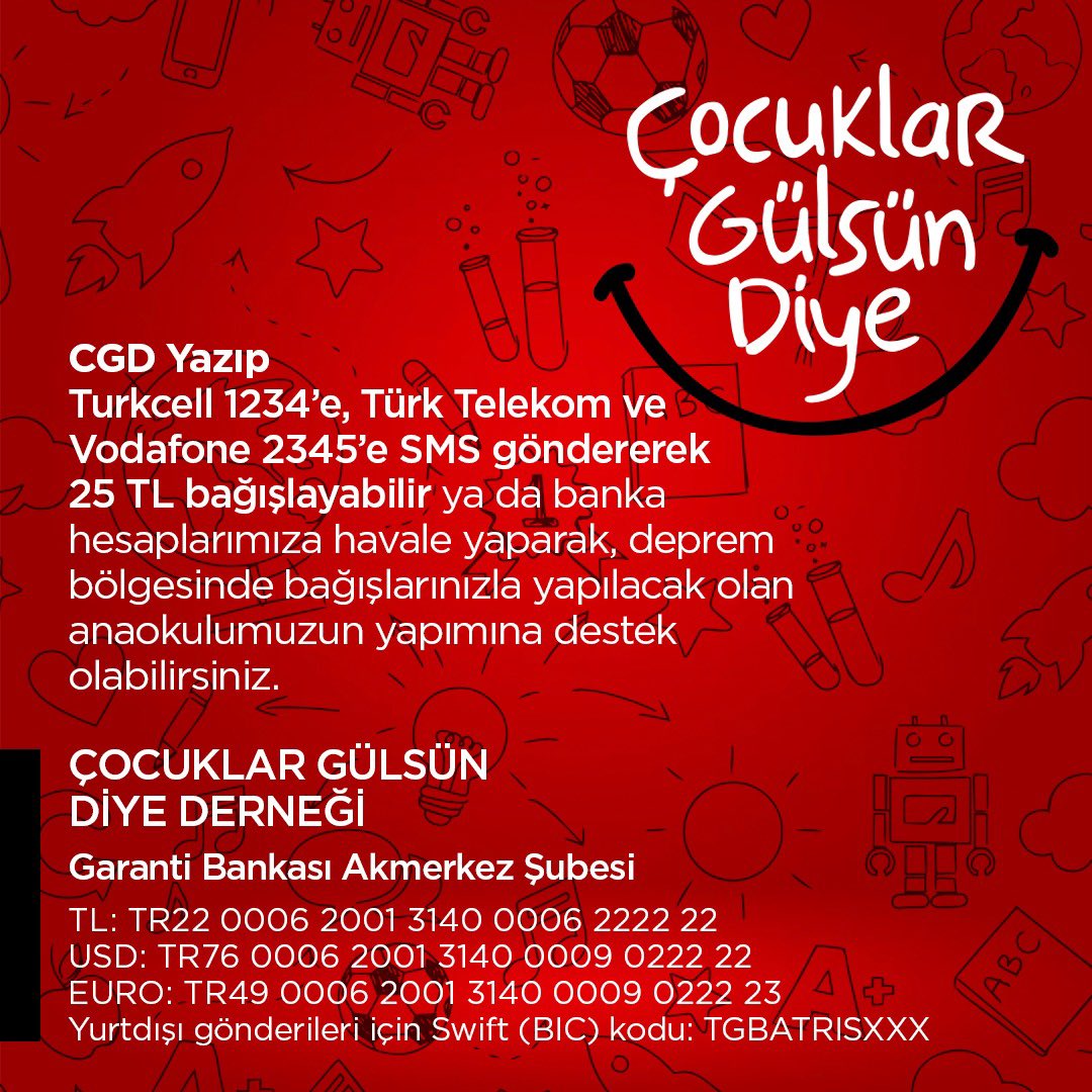 Afet bölgelerimize @CocuklarGulsun Anaokulları açacağız. Yaralı çocuklarımızı okul öncesi çatısı altında yaşlarına uygun eğitimle besleyeceğiz. Desteğinizin azı çoğu önemli değil. Vergiden düşülmeyen destek bu. Unutmayın #okulöncesi #eğitim en önemlisi, en değerlisi.