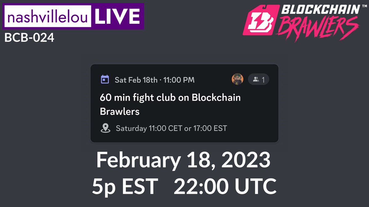 LouNashville's tweet image. Today at 5p EST (22:00 UTC) I'll be #livestreaming on Twitch with NashvilleLou Live and Astronaut's 60 minute Fight Club event for Blockchain Brawlers. 

Countdown show will feature new live-to-tape PVP matches with the National Title belt used in-game! 

twitch.tv/nashvillelou