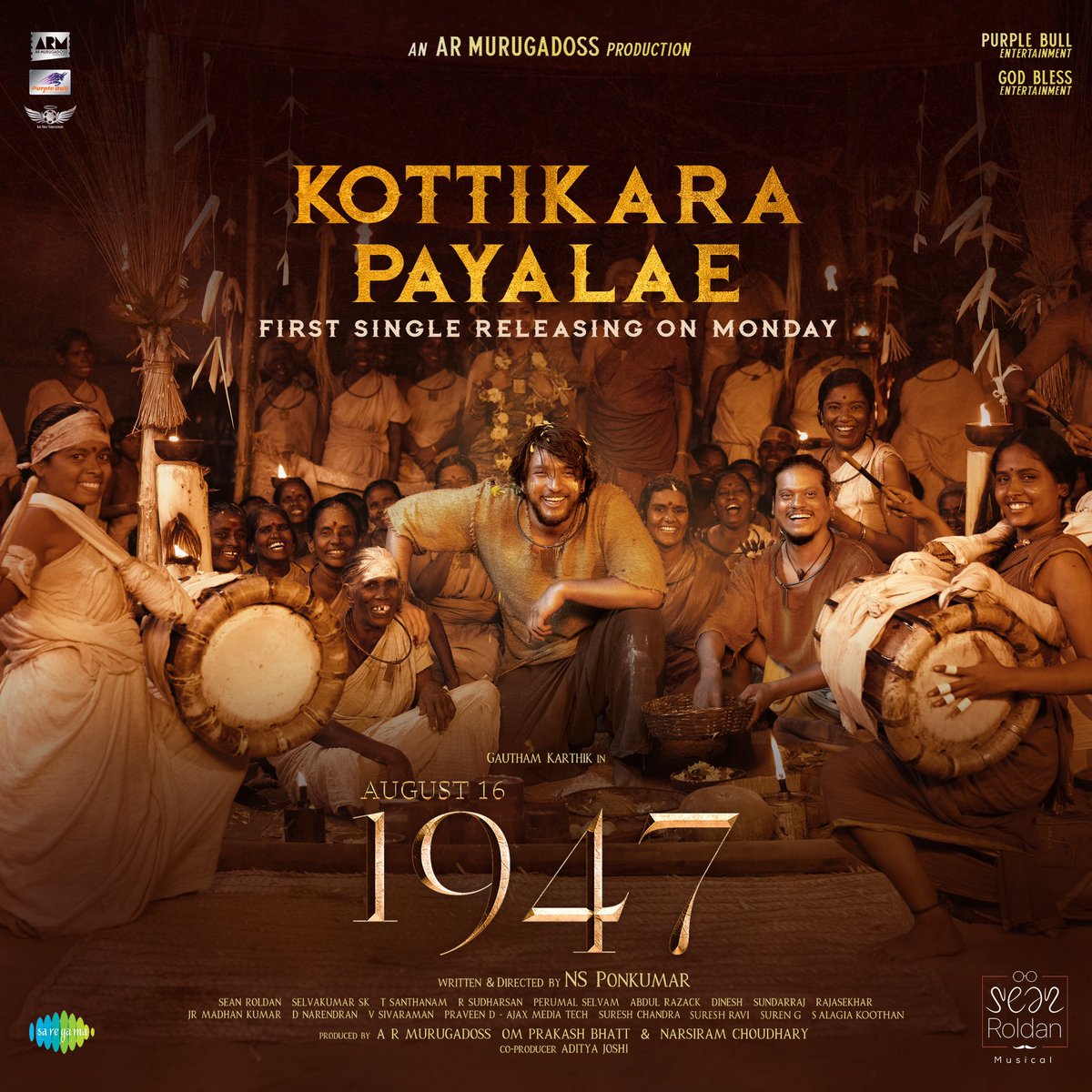 ARMurugadoss's tweet photo. #KottikaraPayalae - The first single from #1947August16 is coming this Monday!

Get ready for a toe tapping folk song !! 🎶🎬 https://t.co/5YWAlBgUWb