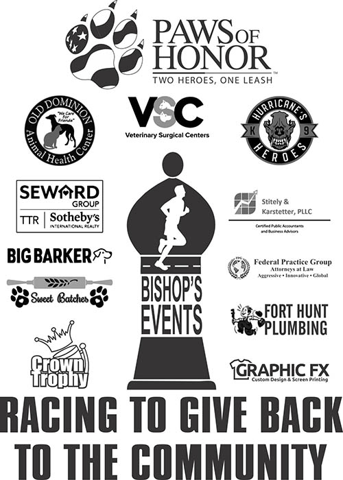 ONE MORE WEEK until our Paws of Honor 5k &amp; 10k! Strollers and leashed dogs are welcome to attend this event. Participants will receive a finisher's medal, an event shirt, and many K9 kisses at the finish line! There's still time to register by visiting bishopsevents.com/event/2023-bel…
