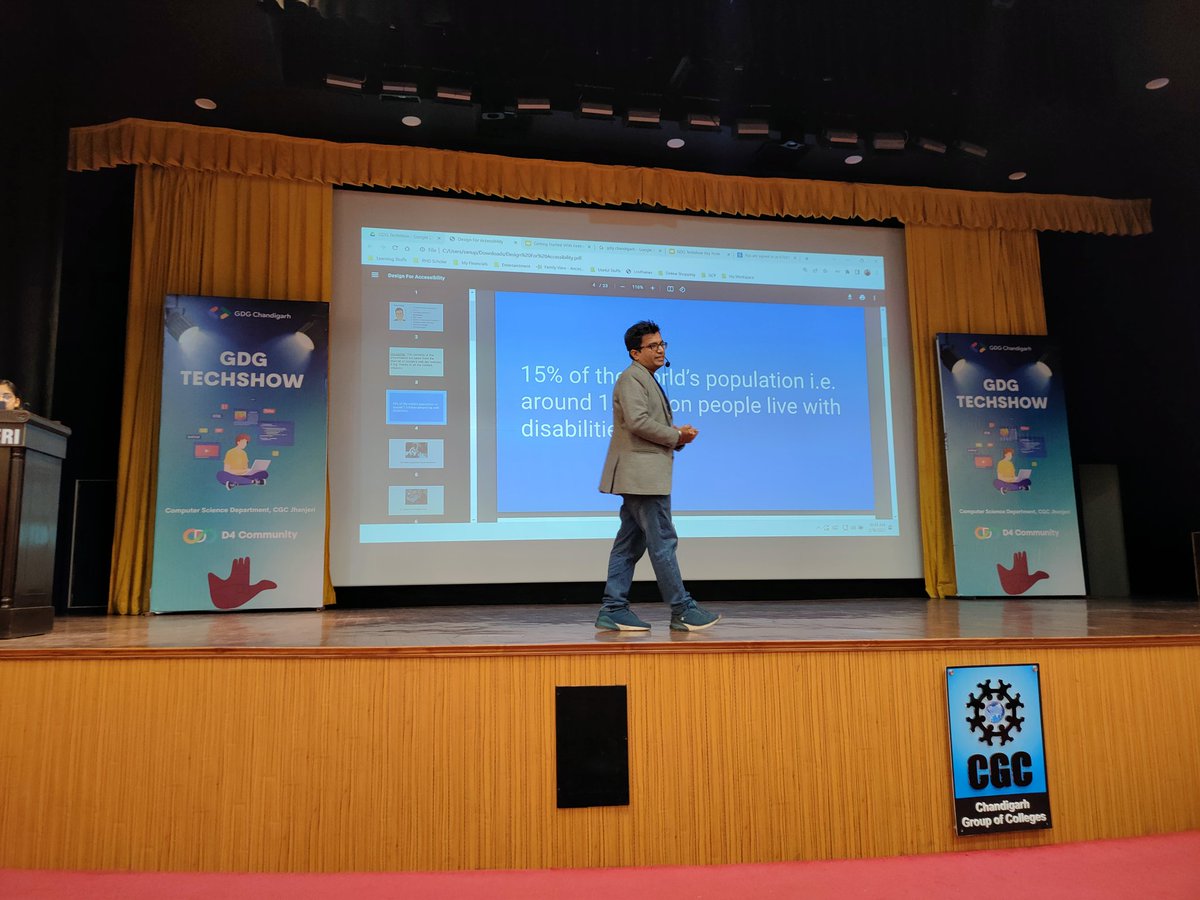 D4Community's tweet image. Session on Design for Accessibility by Gaurav Madaan sir @codestellar 

#gdgtechshow #gdgchandigarh #d4community