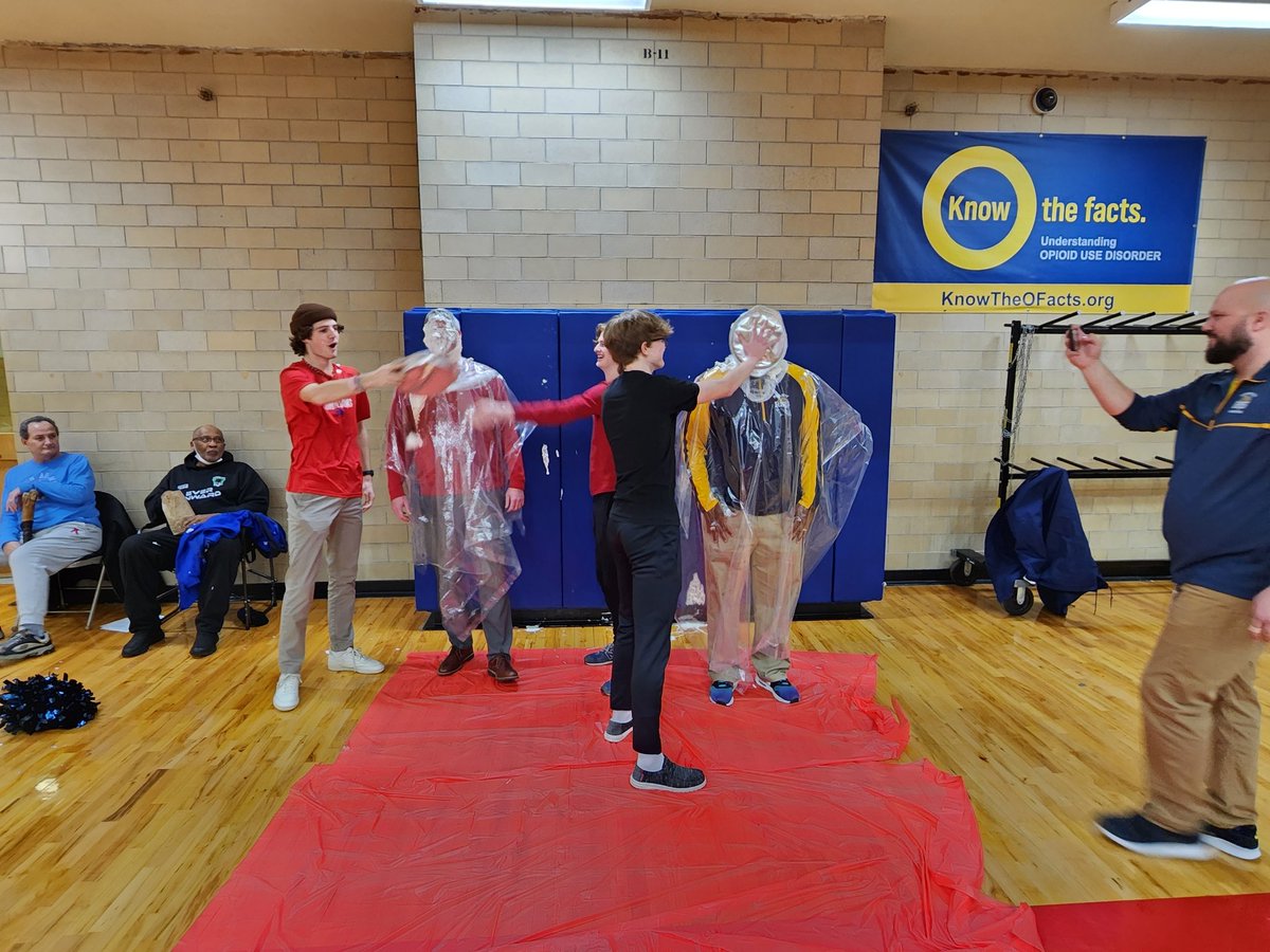 shenderson574's tweet photo. Great @RileyWildcatsBB win last night over Adams. But the highlight of the night was the collaboration between @SBJohnAdamsHigh Isaac Shrader &amp; @SBRileyhigh Vanessa Plata on collecting long sleeve shirts for local farmers! Which resulted in Mr. Seitz &amp; I getting pied! #community https://t.co/fu6q6FjoEn