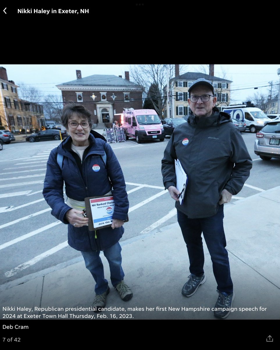 nhrcv's tweet photo. NH RCV volunteers spreading the word at @NikkiHaley ‘s first campaign event in NH.  @NikkiHaley would be wise to support #RCV https://t.co/th2RqgQzo6