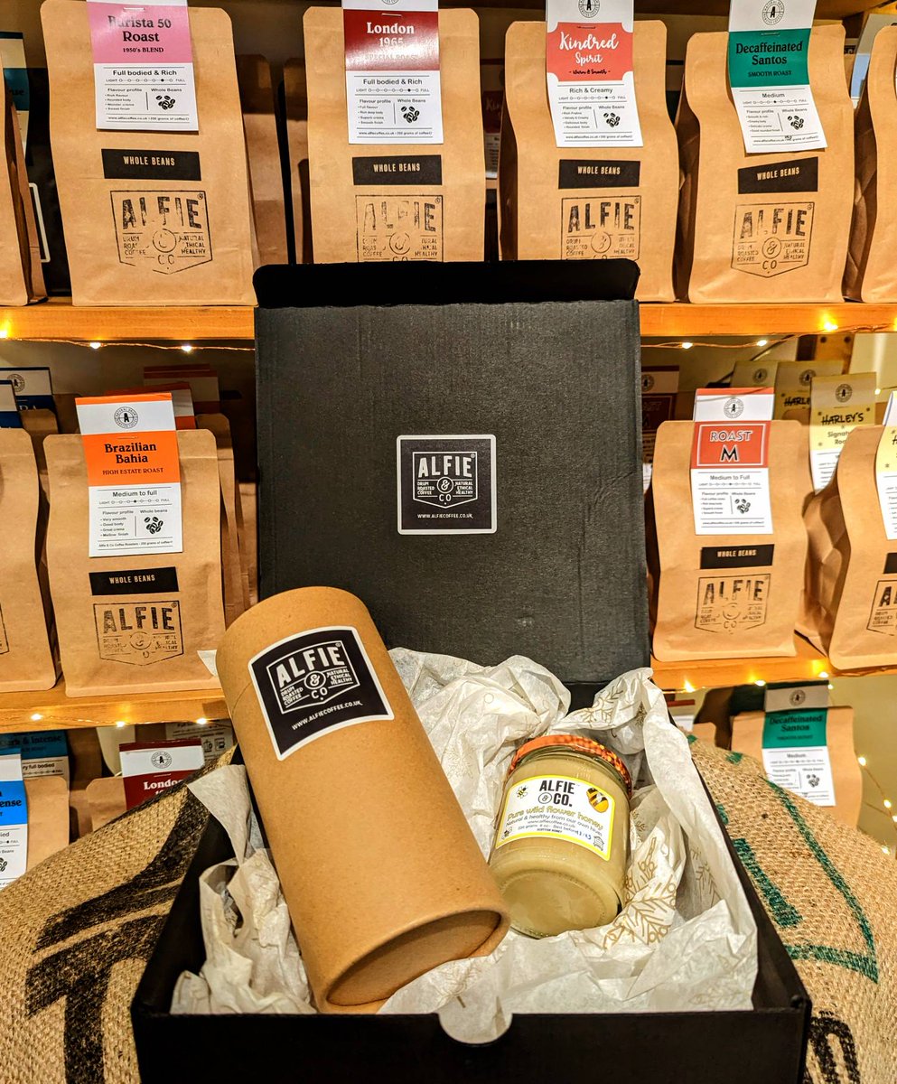 Here at Alfie &amp; Co we not only specialise in excellent coffee - we also offer some of the finest local honey harvested from our very own hives! 🐝🐝
.
.
Available on its own and in our honey &amp; coffee gift set, which includes 250g of your choice of coffee 

alfiecoffee.co.uk