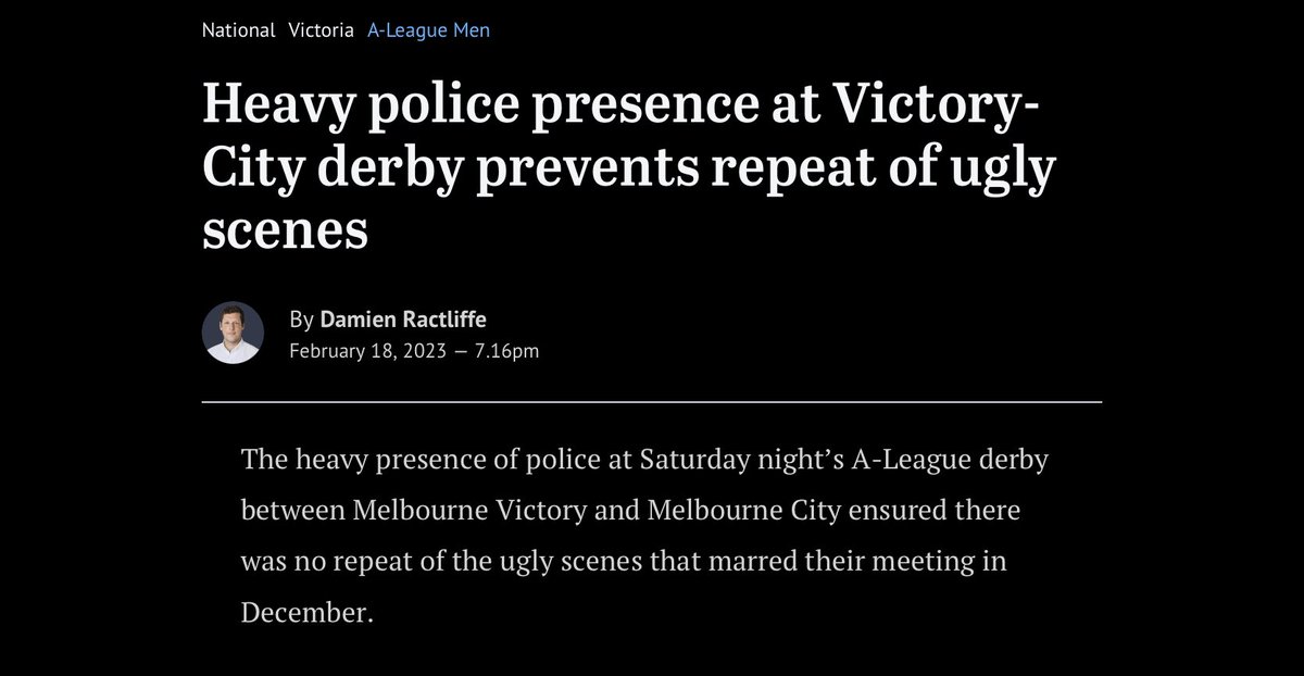 Or maybe the ugly scenes were an exception to the norm which was tonight. Nothing to do with useless, overpaid cops #MelbDerby #MVCvMCY