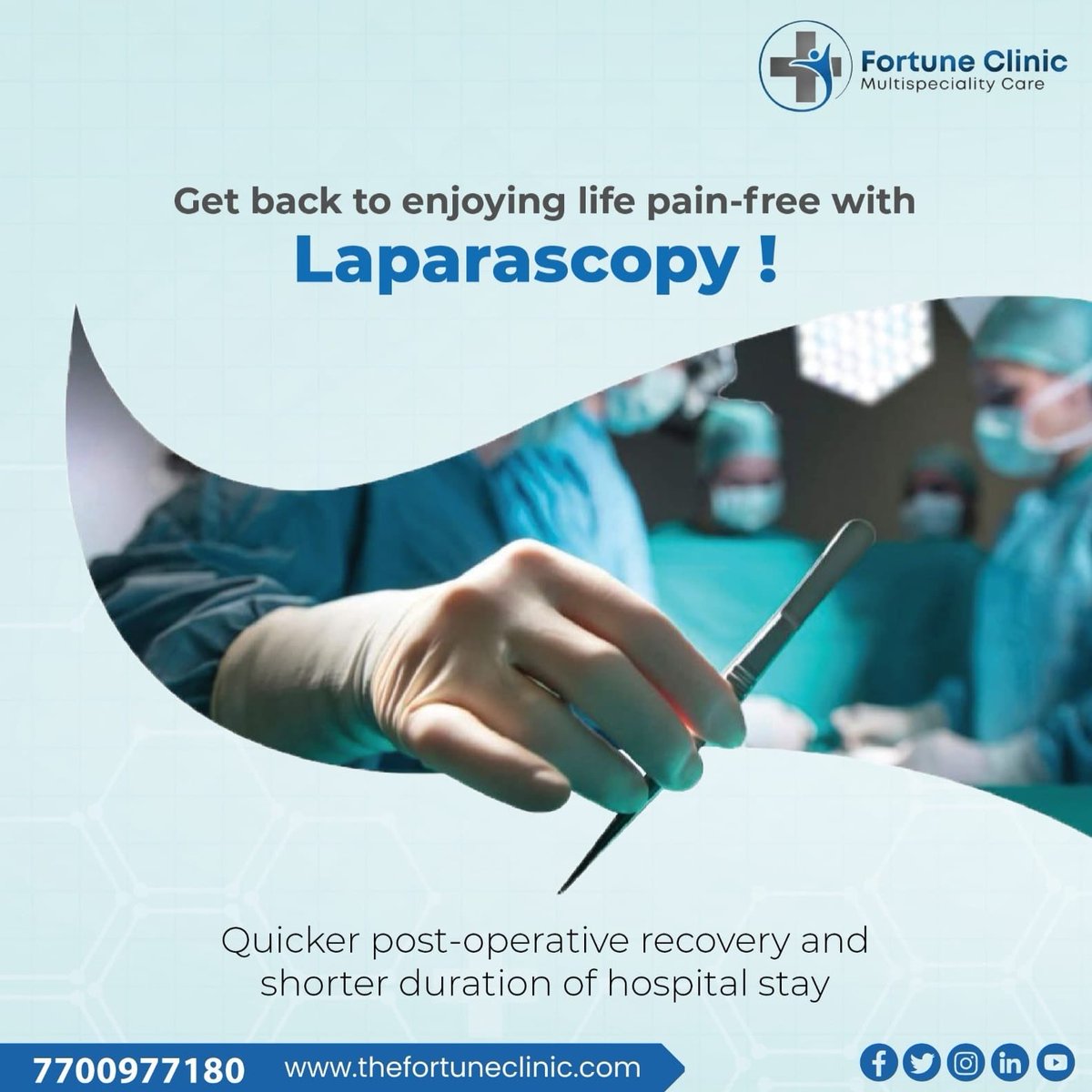 ClinicFortune's tweet photo. Gone are the days when surgeons would always need to make long incisions on the abdomen or pelvic area to perform surgeries. Today, doctors perform laparoscopic surgery widely. Laparoscopic surgery is a safe alternative to open surgery.
#ThinkSurgeryThinkFortune #fortuneclinic https://t.co/8jz5ZRWy2p