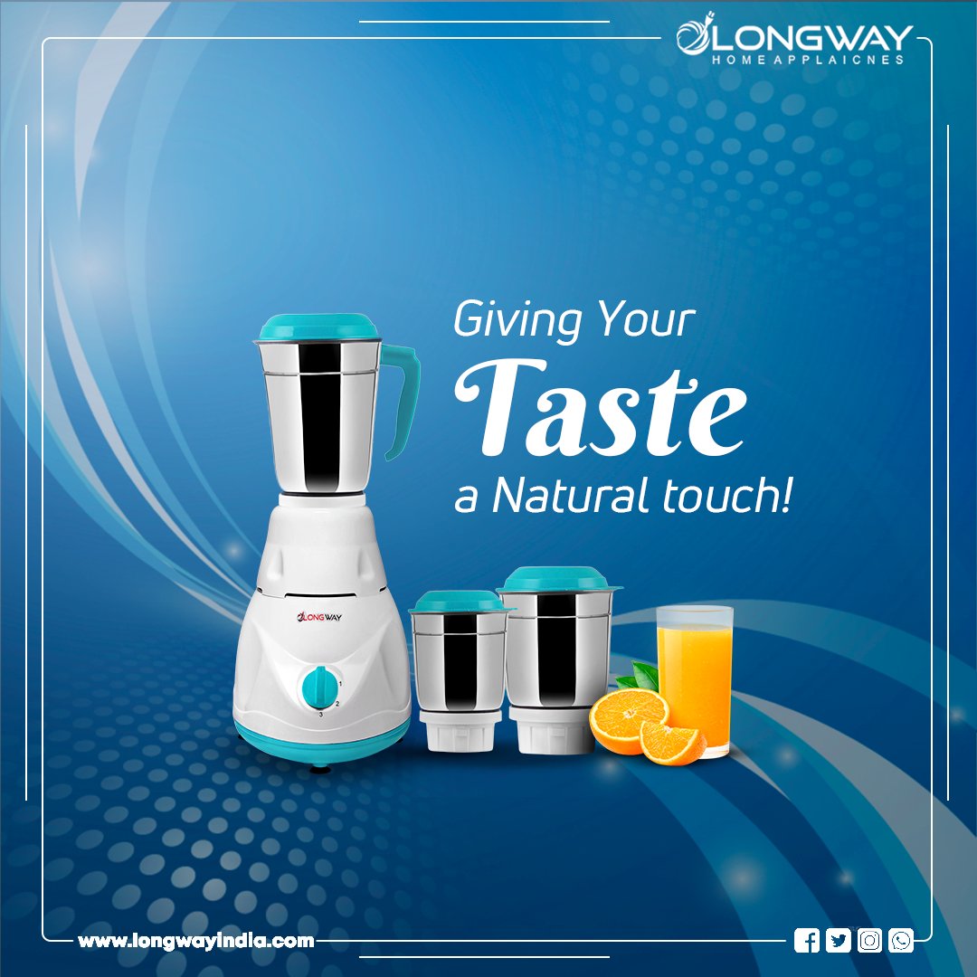 Giving your taste a natural touch with Longway Mixer!
.
.
#Longway #MomentMarketing #LongwayIndia #Appliancesforeveryhome #mixer #grinder #longwaymixer #MixerGrinder #kitchenappliances #qualityproduct