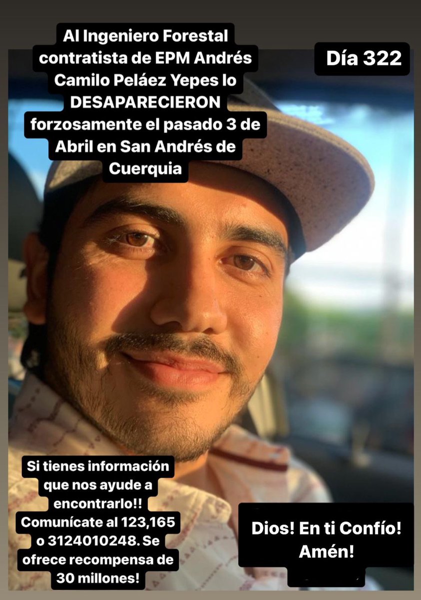 claoyepes's tweet photo. #DondeEstaCamilo Día 322:Dios! Ya casi 1 año desaparecido!Esperando su regreso!indolentes,bandidos delincuentes,la Justicia inepta,corrupta,quieta,Todo se vuelve paisaje para ellos!No padecen el dolor de las Madres de desaparecidos! Milo te sigo esperando! Dios nos fortalece! SOS https://t.co/se41M4Q24j