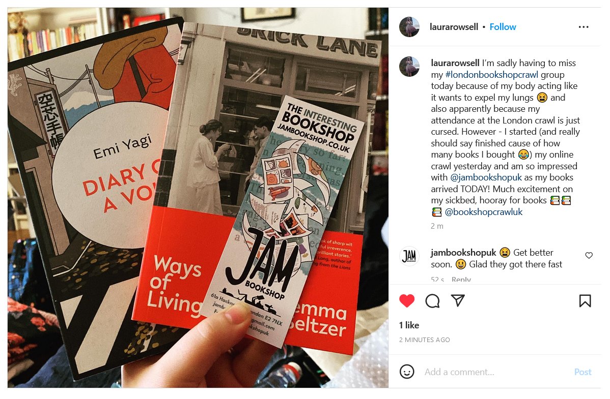 #LondonBookshopCrawl love
Jam at instagram.com/jambookshopuk