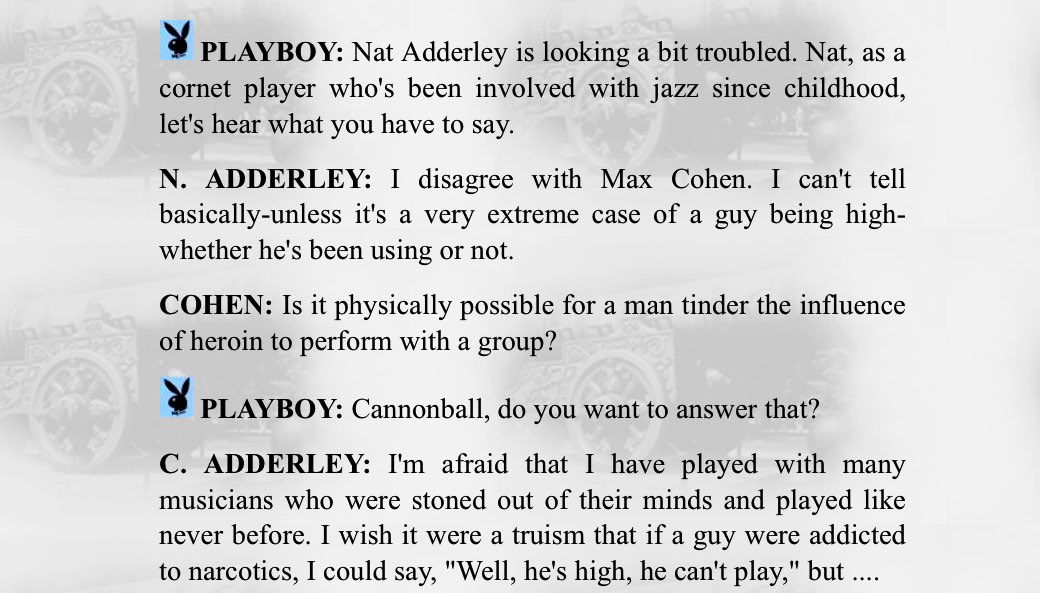 Sample_Split's tweet image. Cannonball &amp;amp; Nat Adderley among others discuss substance abuse and musicianship. (Playboy 1960)