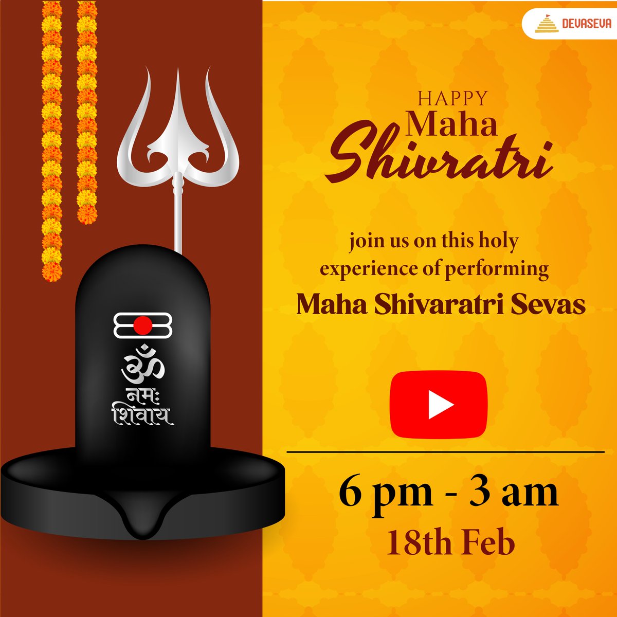 Devasevaonline's tweet photo. Join for a soulful experience:
Dear Devotees, We are soon going live on YouTube !!
Let's celebrate Lord Shiva's power this Shivaratri and awaken the divinity within us.✨
#Shivaratri #MAHAKALॐ #shivaratri2023 #livetelecast #Devaseva #MahaShivaratri https://t.co/I6Fu1HjwL2