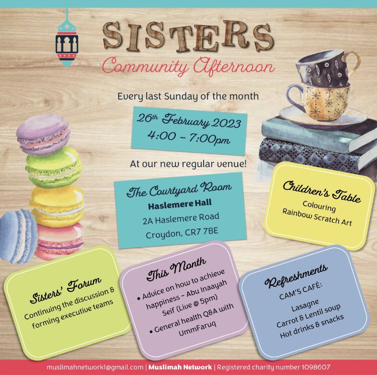 MuslimahNet_'s tweet photo. This months Sisters’ Community Afternoon featuring a short advice from Abu Inaayah of @Oxford_Dawah  Live at 5pm shaa Allaah https://t.co/7Nquwav03d