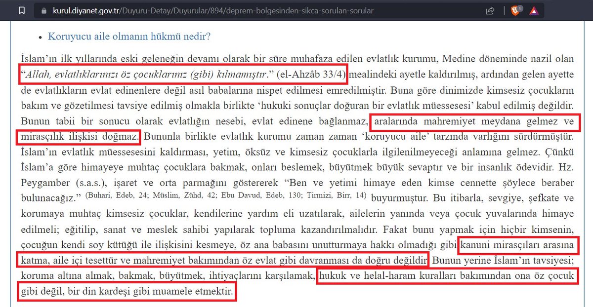 Diyanet evlat edinme ile ilgili verdiği cevabı, gelen yoğun tepkiler üzerine sitesinden kaldırmış. 

"Koruyucu aile olmanın hükmü nedir?" sorusuna verdikleri cevap... 

Yorumsuz!!!