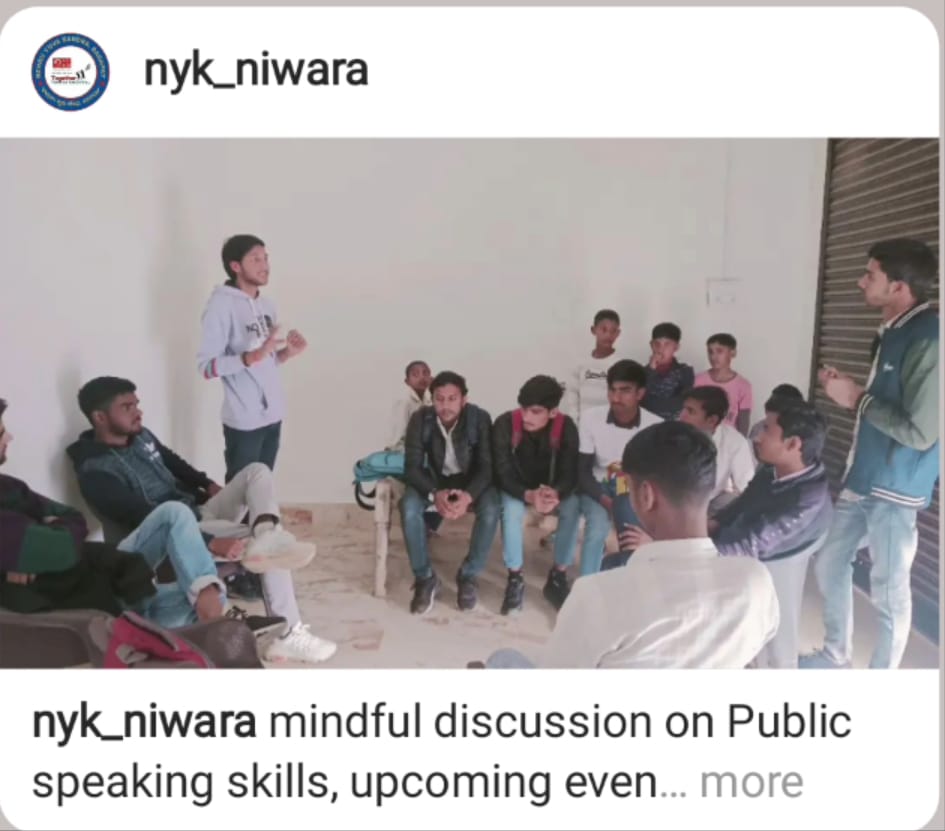 NykNiwara's tweet photo. mindful discussion on Public speaking skills, upcoming events of NYKS.
And impacts of #y20/#g20 with volunteers of @nyk_niwara
#tgbs #The_Great_Bhagat @Singh_Youth_Club #trending #youth @nykbaghpat
@nyksindia @iasrajkamalyadav https://t.co/GOud3Aiix6