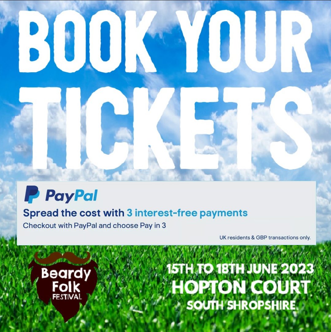 🔥 Our ticket company has recently partnered with PayPal, giving an option to buy your tickets and pay for them over 3️⃣ INTEREST FREE installments 🔥 You can choose this option during PayPal checkout via our website ticket page #payin3 #beardyfolk #musicfestival