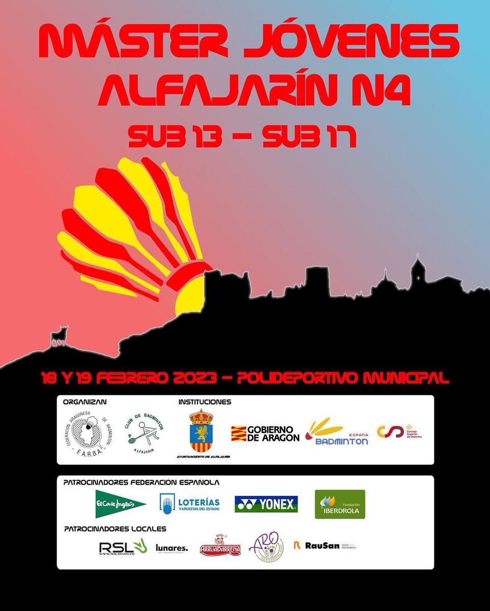 🗣 ¡Buenos días y #FelizSabado! Comienza un finde 🔥 cargado de 🏸

💥 𝐓𝐎𝐏 𝐌𝐀𝐒𝐓𝐄𝐑 𝐀𝐁𝐒𝐎𝐋𝐔𝐓𝐎 en Granollers
📲 cutt.ly/V3XHrm3

💥 𝐌𝐀́𝐒𝐓𝐄𝐑 𝐍𝐀𝐂𝐈𝐎𝐍𝐀𝐋 𝐒𝐔𝐁𝟏𝟑 𝐘 𝐒𝐔𝐁𝟏𝟕 en Alfajarín
📲 cutt.ly/93XHugy