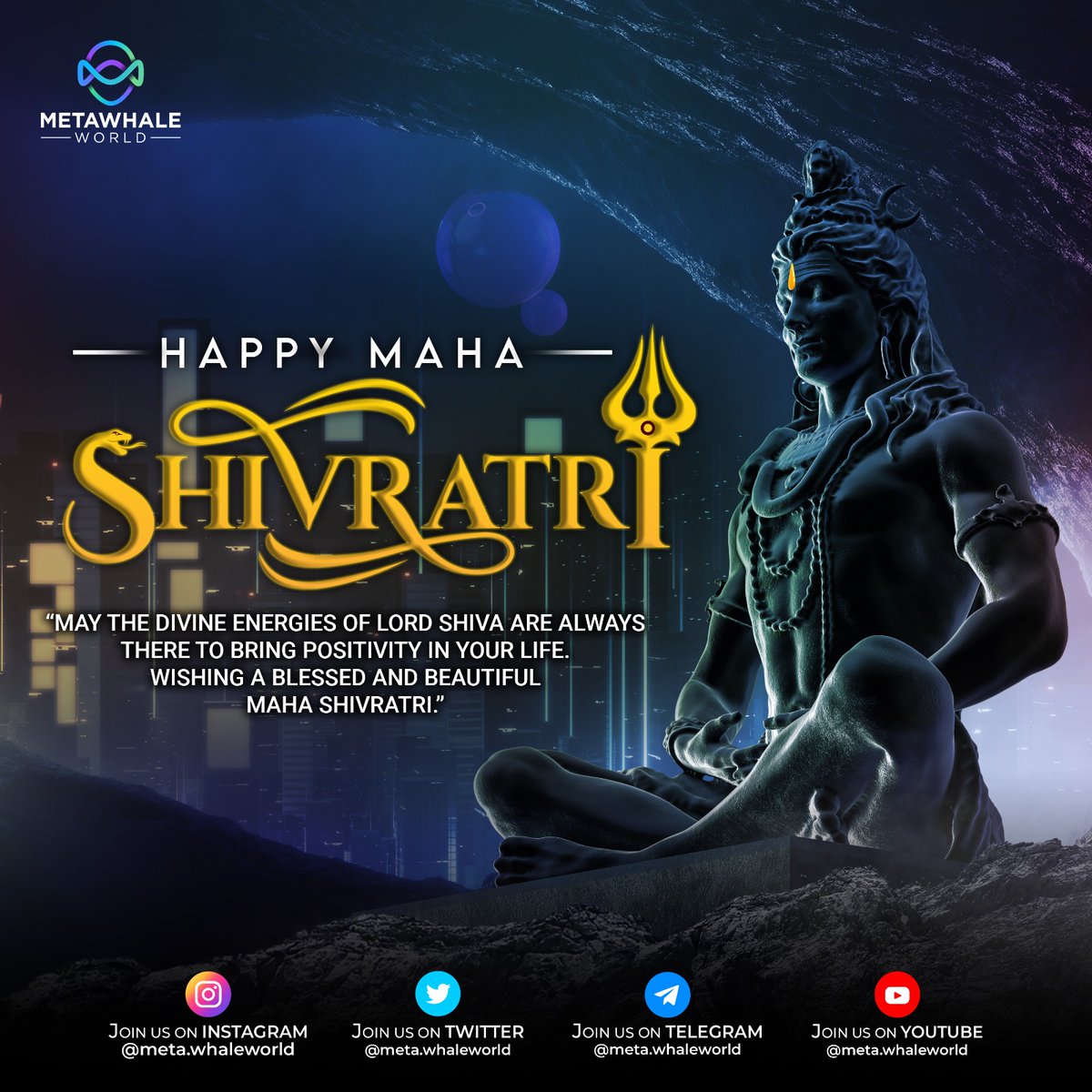 During Mahashivratri, may Lord Shiva bless you and your family. A happy and blessed Shivratri to you! 
.
.
Follow @meta.whaleworld stay updated.
.
.
#metawhaleworld #metaverse #nft #crypto #nfts #ethereum #nftart #meta #cryptocurrency #nftcommunity #bitcoin #blockchain #digital