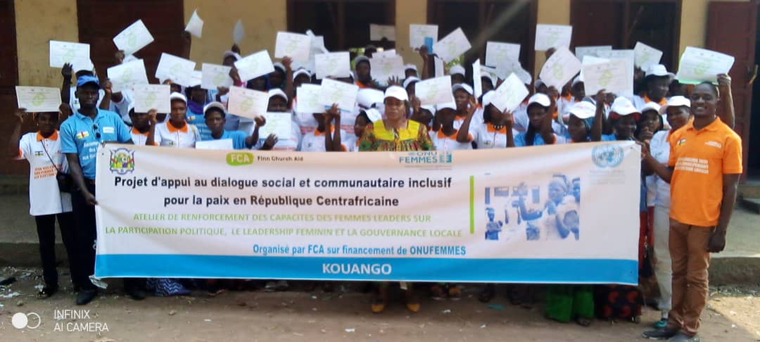 fca_rca's tweet photo. #Finnchurchaid #Centrafrique Clôture le 17/02/23 de l'atelier de 3 jours à #Kouango des 50 #femmesleaders sur le #leadership_féminin_la_gouvernance_locale. Il y a eu  une sensibilisation de masse sur #participation_des_femmes_aux_élections. Sous financement @ONUFemmes @FCA_global https://t.co/sS1KsusXW9