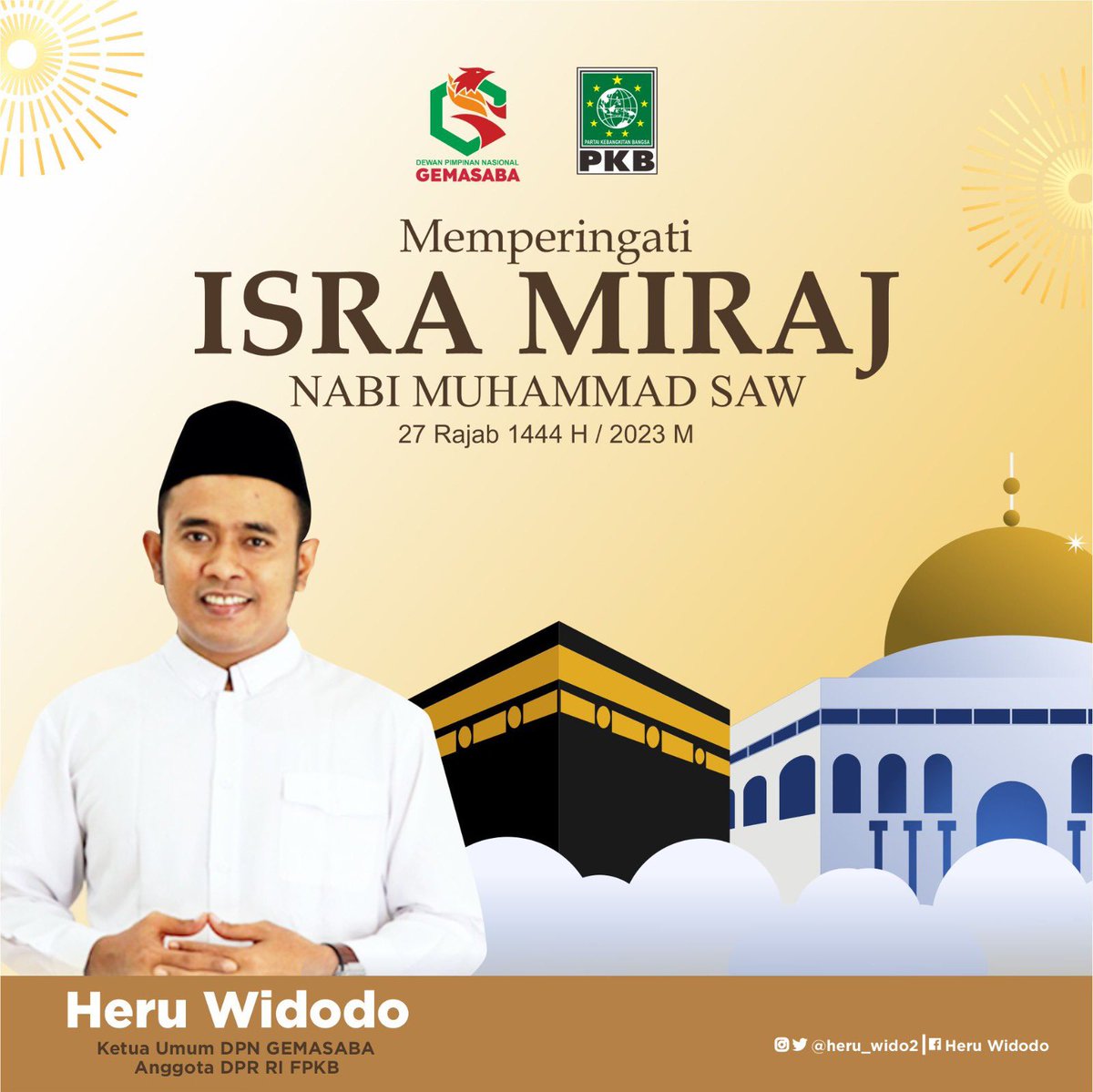 DPN_GEMASABA's tweet photo. Selamat memperingati #IsraMiraj 27 Rajab 1444 H.
Isra Miraj menjadi momentum untuk kita memperbaiki ibadah kepada Allah SWT. Semoga di hari Isra Miraj ini Allah SWT selalu memberi iman dan islam kepada kita semua.
#Gemasaba #PKB #GusMuhaimin #MuhaiminIskandar https://t.co/DNuOgmTaAt