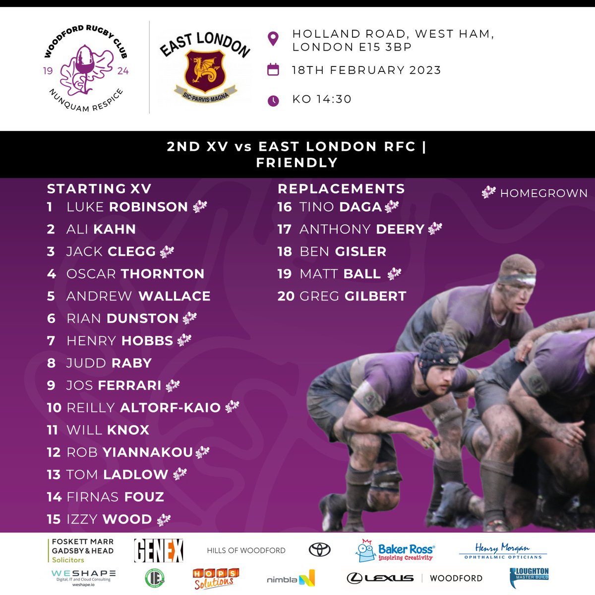 Good morning! Here are the two very exciting squads for today's matches! Ours 1s are at home vs @thurrock_rfc while our 2s take on @eastlondon_rfc away.
#woodfordfamily #coyw #rugby  #rugby🏉 #woodford #woodfordrfc #woodfordrugby #londonrugby #essexrfc #debut #youthrugby