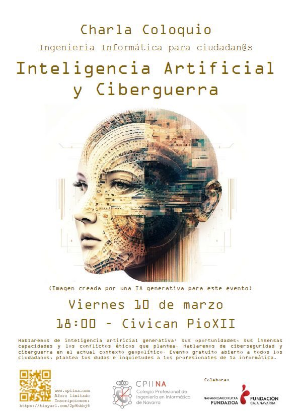 #InteligenciaArtificial generativa, #ciberguerra… charlamos de esto el 10 de marzo, a las 18:00. Guarda la fecha! Inscripciones abiertas: eventbrite.es/e/entradas-cha…