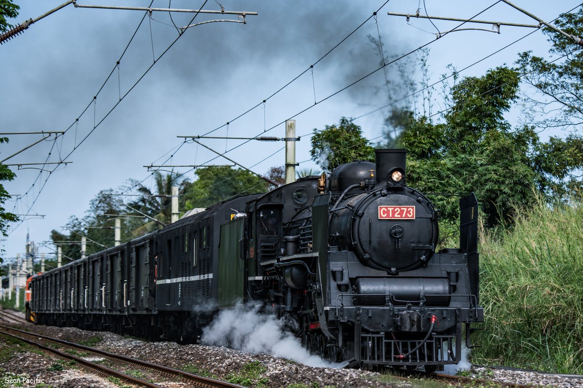 SeanPacific's tweet photo. This is probably the first time that the steam locomotive of the Taiwan Railway Administration has pulled a freight train since it was decommissioned. Thanks to the steam locomotive team for their efforts🥰

#CT273 #C57 #蒸気機関車 #貨物列車 #台湾鉄道 https://t.co/BkEpBdwERc