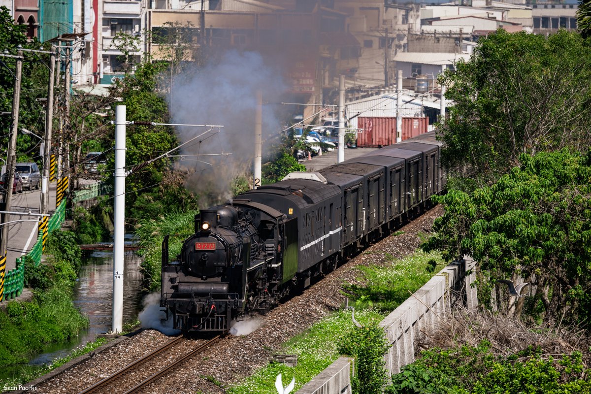 SeanPacific's tweet photo. This is probably the first time that the steam locomotive of the Taiwan Railway Administration has pulled a freight train since it was decommissioned. Thanks to the steam locomotive team for their efforts🥰

#CT273 #C57 #蒸気機関車 #貨物列車 #台湾鉄道 https://t.co/BkEpBdwERc