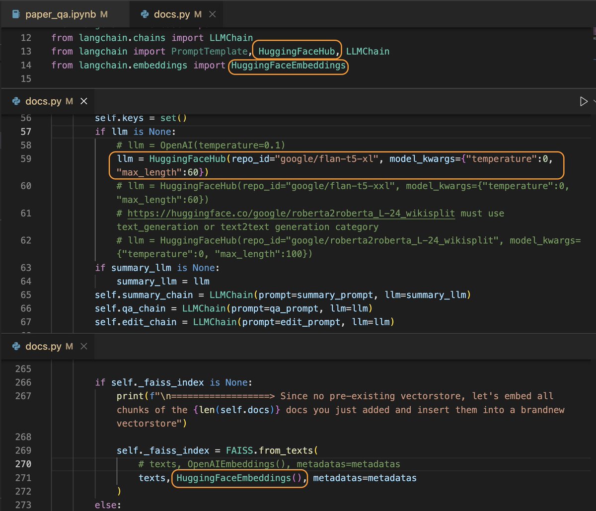 shendusuipian's tweet image. I have tried and here is a quick report.
1. It is easier to plug @huggingface  with @LangChainAI to use models on #huggingfacehub , but add/change about 3-4 lines of code 
2. but for some reason two other models don&apos;t respond at all (no errors produced)
