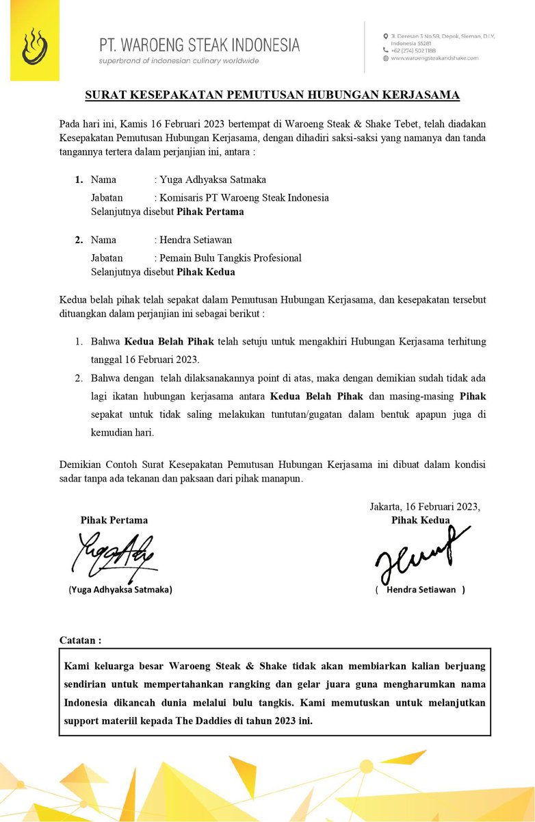 waroengsteak's tweet photo. Terimakasih atas kerjasamanya hingga saat ini🙏🏻 https://t.co/wJBkO9lpJY