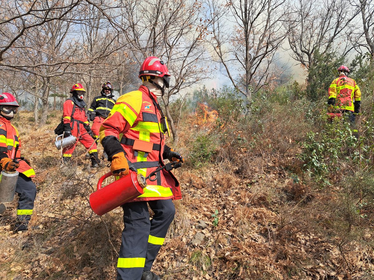 UMEgob's tweet image. Personal del #BIEM4 🇪🇸 y de la @uiisc1 #FORMISC 🇫🇷 han realizado esta semana un ejercicio conjunto de quemas controladas en el Pirineo⛰️ francés, donde han  intercambiado procedimientos de actuación en la lucha contra incendios #LCIF