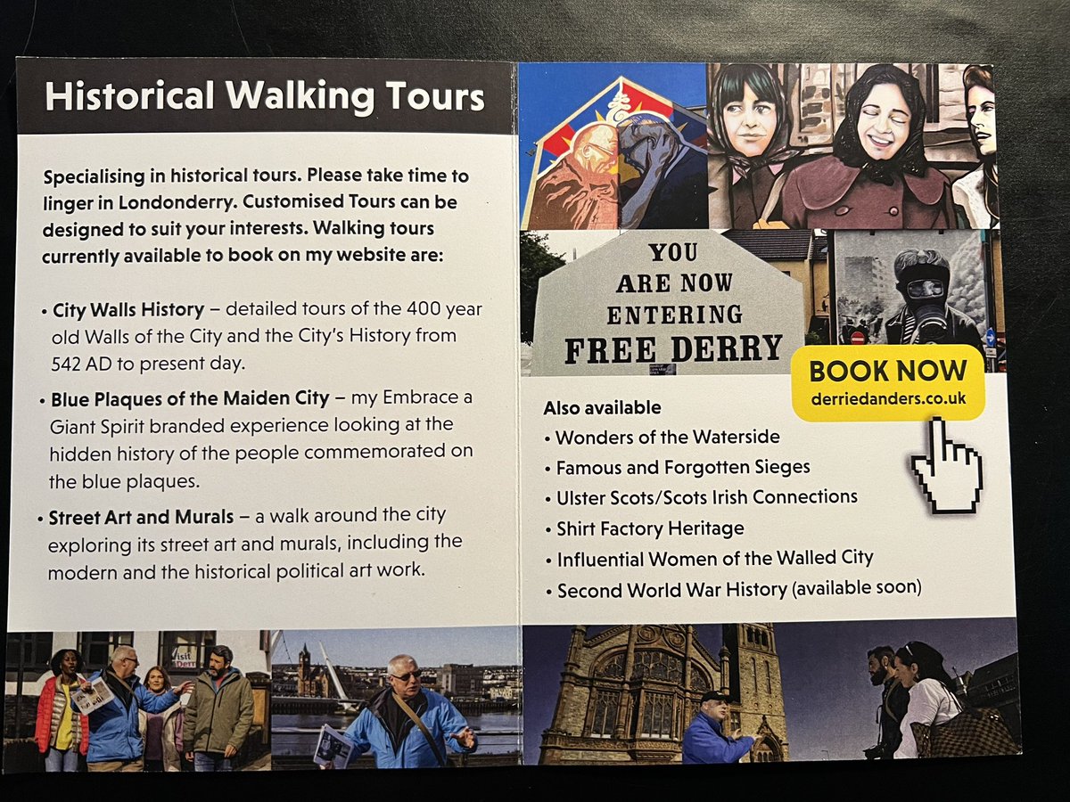 DerrieDanders's tweet image. If you enjoyed the coverage of the City Walls on last nights B&amp;amp;B by the Sea, why not come and see for yourself and take one of the range of Derrie Danders historical tours or perhaps an audio tour through VoiceMap.
Check out derriedanders.co.uk .
#derriedanders #voicemap