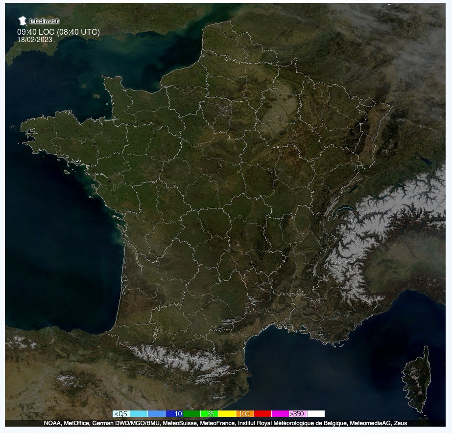cassouman40's tweet photo. Carte radar de précipitation... invariablement vide. 
Si la dyn. atmos. des semaines pro. n'aide pas, 2023 va être très critique. Il est essentiel d'anticiper, jouer sur "la demande"/usage de l'eau &amp; repartir l'offre réduite de manière juste, transparente dans un débat inclusif https://t.co/pMzpeE9z8x