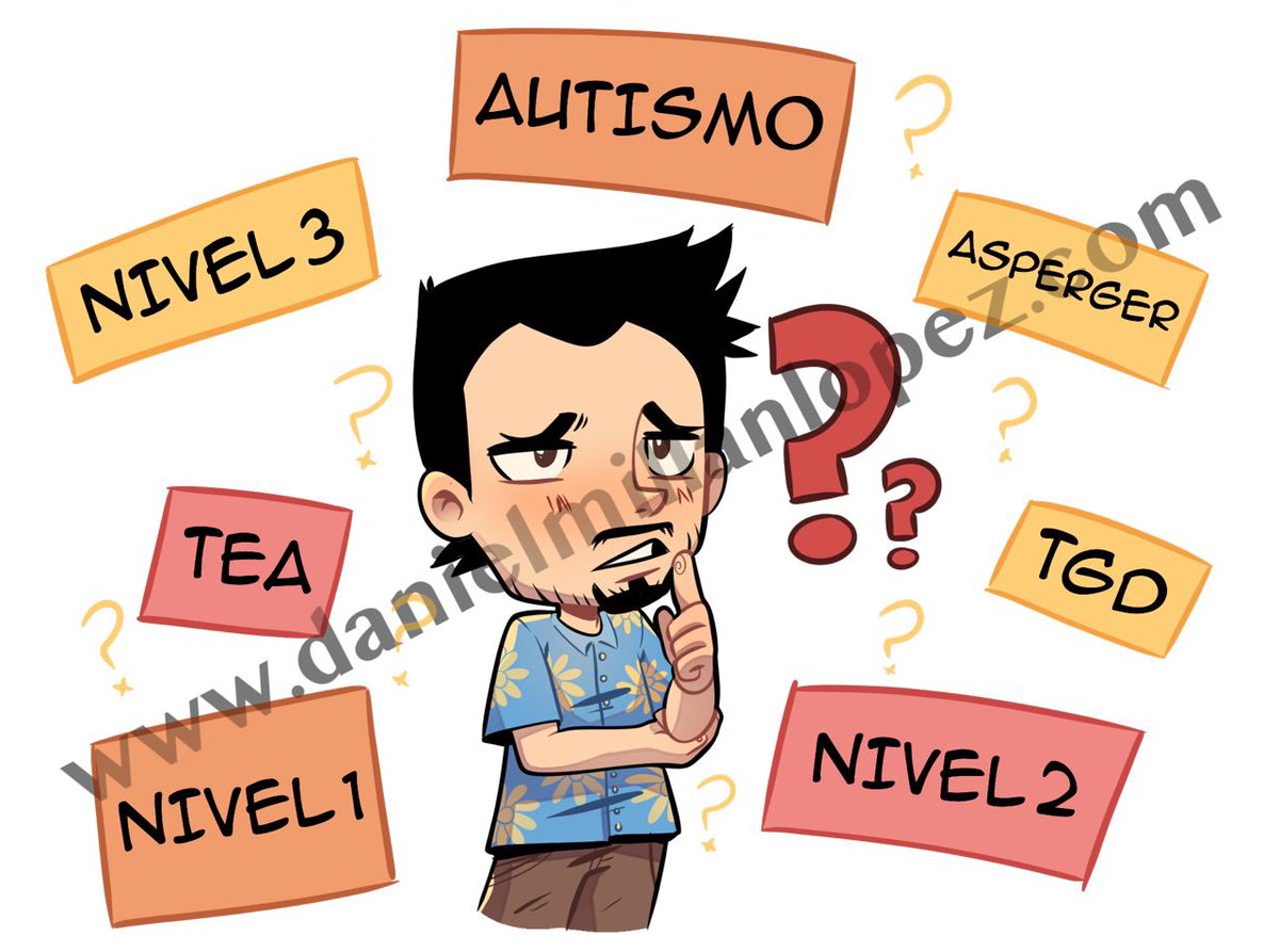 Hoy, en el #DiaInternacionalAsperger seguimos con la confusión diagnóstica de siempre… 🤷🏻‍♂️ 
Dibujo de <a href="/AutistaMichi/">LaMichiAutista</a> con color de <a href="/wowitsbloo/">Bloo Valentine 🌷</a> para la #GuíaAutista. 

#TEA #CEA #autismo #autista #asperger #guiaautista