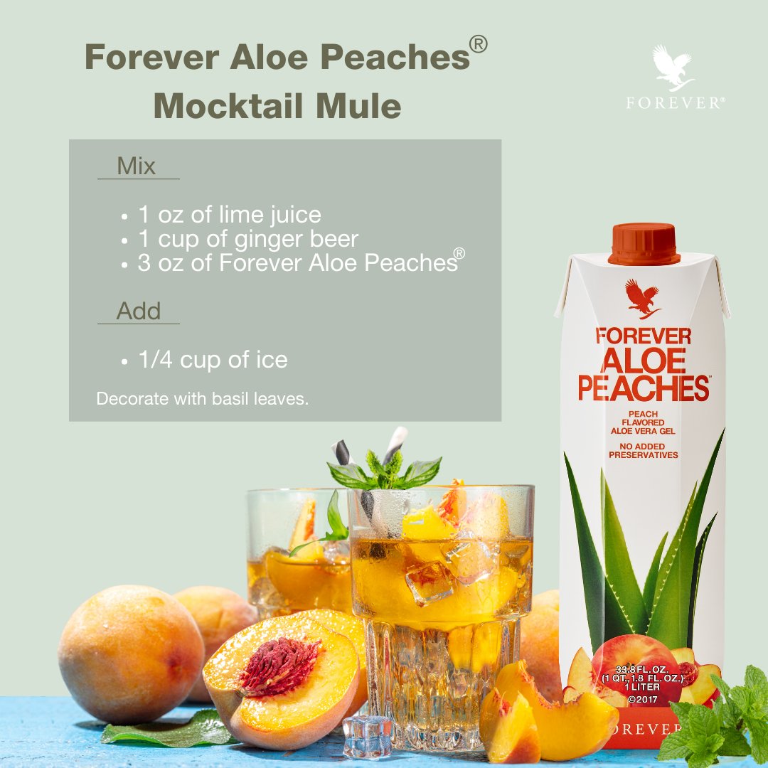 MuhammadAminFLP's tweet photo. This weekend be sure to try out this delicious Forever Aloe Peaches® mule mocktail! 

#flp #aloe #recipe #aloepeaches #foreverliving https://t.co/S4LhON8Eej