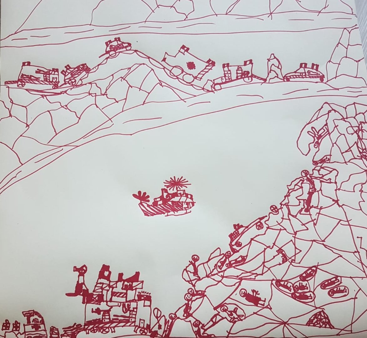 shayalone's tweet image. Tremblement de terre en Turquie. 
Sauvetage. 
#LesDessinsDeMartin
#5ans