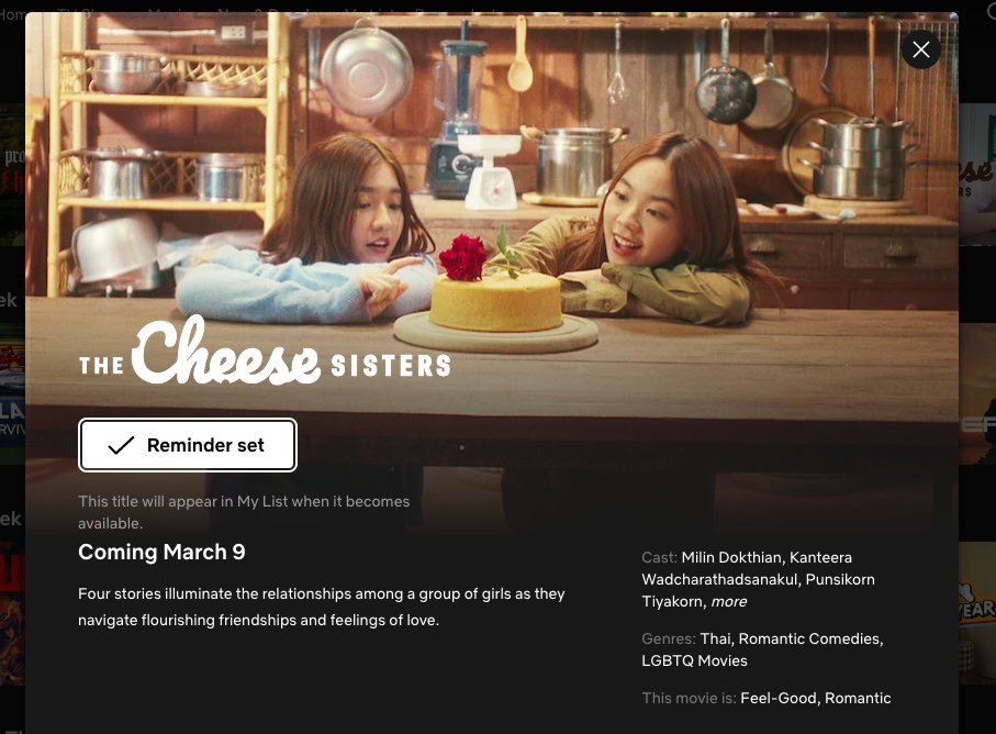 NoeyOfficialFC's tweet photo. สามารถรับชมภาพยนตร์เรื่อง #TheCheeseSisters 🧀 ได้ที่ Netflix วันที่ 9 มีนาคมนี้ นะคะ 

#FhonFern #DiaryFarmer 🥛🐄 
#NoeyKanteera #NamneungMilinD
#น้ำหนึ่งเนย https://t.co/kxhI2PVm8f
