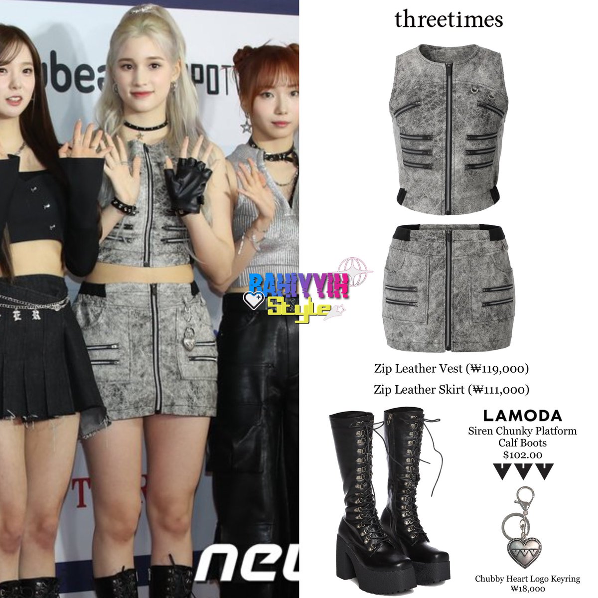 hiyyihstyle's tweet image. 230218 ~ Circle Chart Music Awards

💌#threetimes Zip Leather Vest
   &amp;amp;  Zip Leather Skirt
💌#lamoda Siren Chunky Platform Calf Boots
💌#vvv Chubby Heart Logo Keyring

#휴닝바히에 #HUENING_BAHIYYIH #Kep1er #케플러 #CircleChartAwardsWithHiyyih
#히에와써클차트시상식 #ヒュニンバヒエ