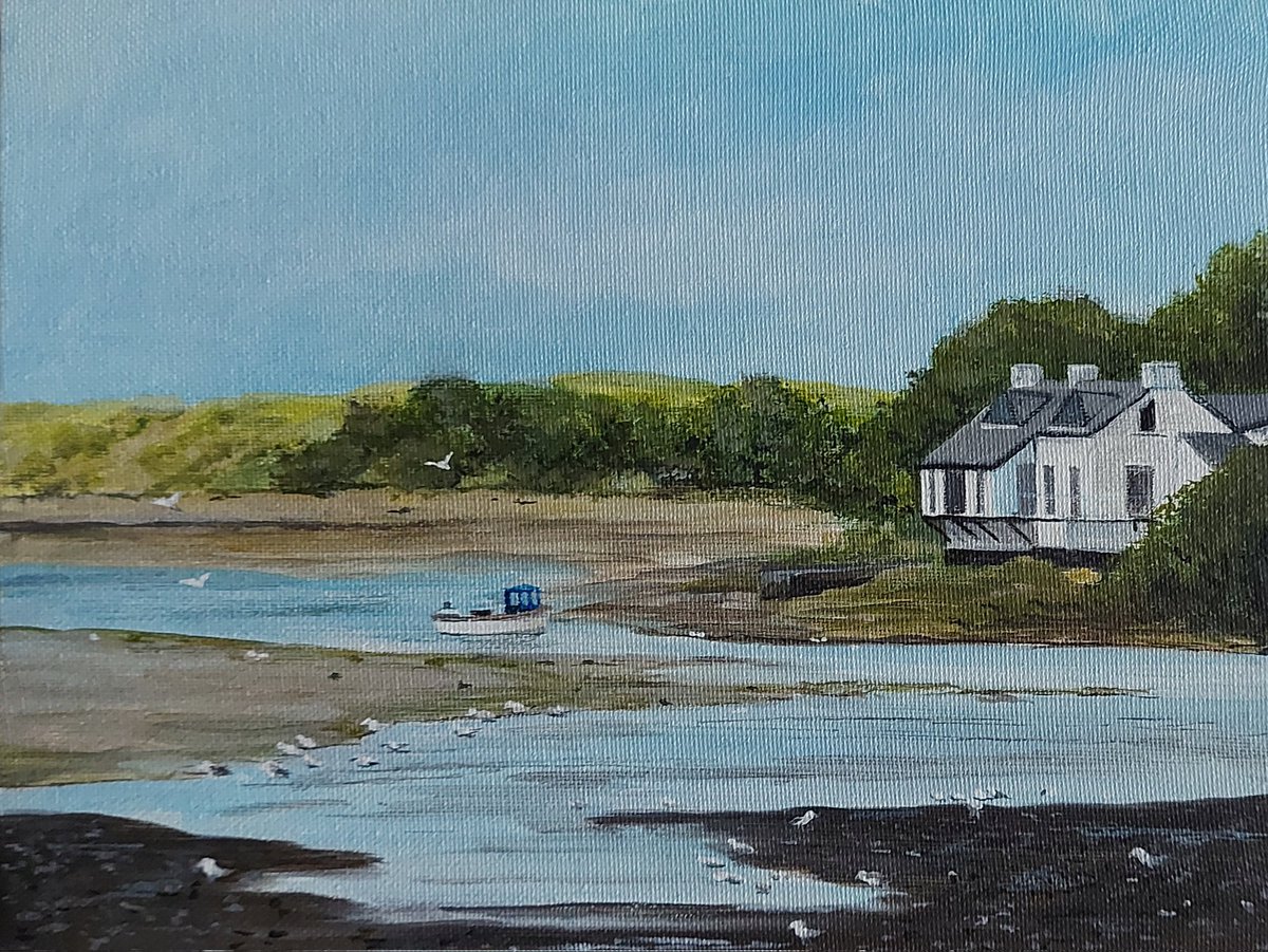 Nevern Estuary, Newport, Pembs 
We've enjoyed so many lovely walks in this area. Finally got round to a painting. Acrylic on canvas board.

#nevernestuary #newportpembs #Pembrokeshire #pembrokeshirecoast
#walescoastpath #welshcoast #exploringwales