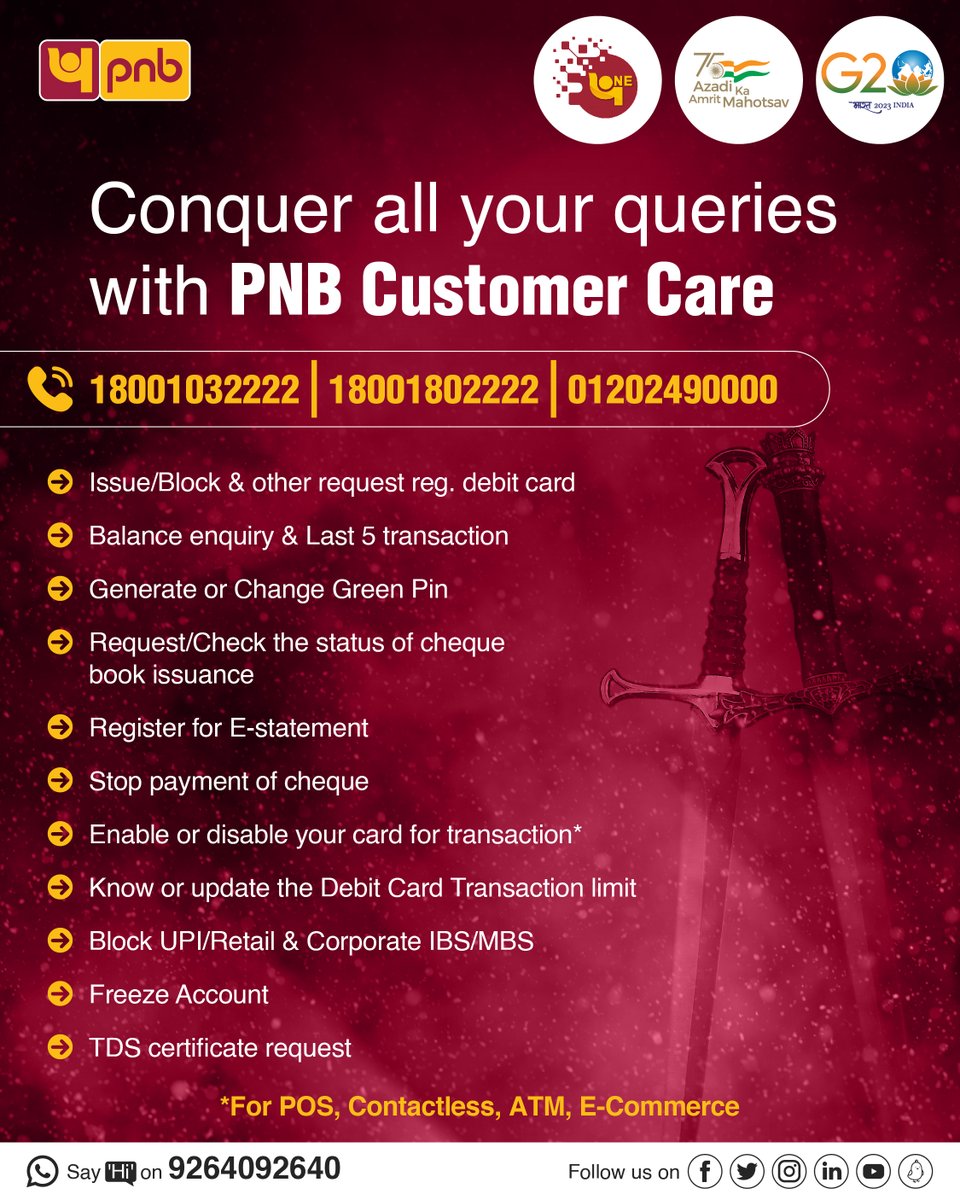 pnbindia's tweet photo. Experience unparalleled customer service with PNB customer care service. We're here to help you with all your banking needs.
For more information, please visit: https://t.co/cRMpouEsWk
#CustomerCare #DebitCard #Conquer #GreenPin #Banking https://t.co/KuH5L4uGOL