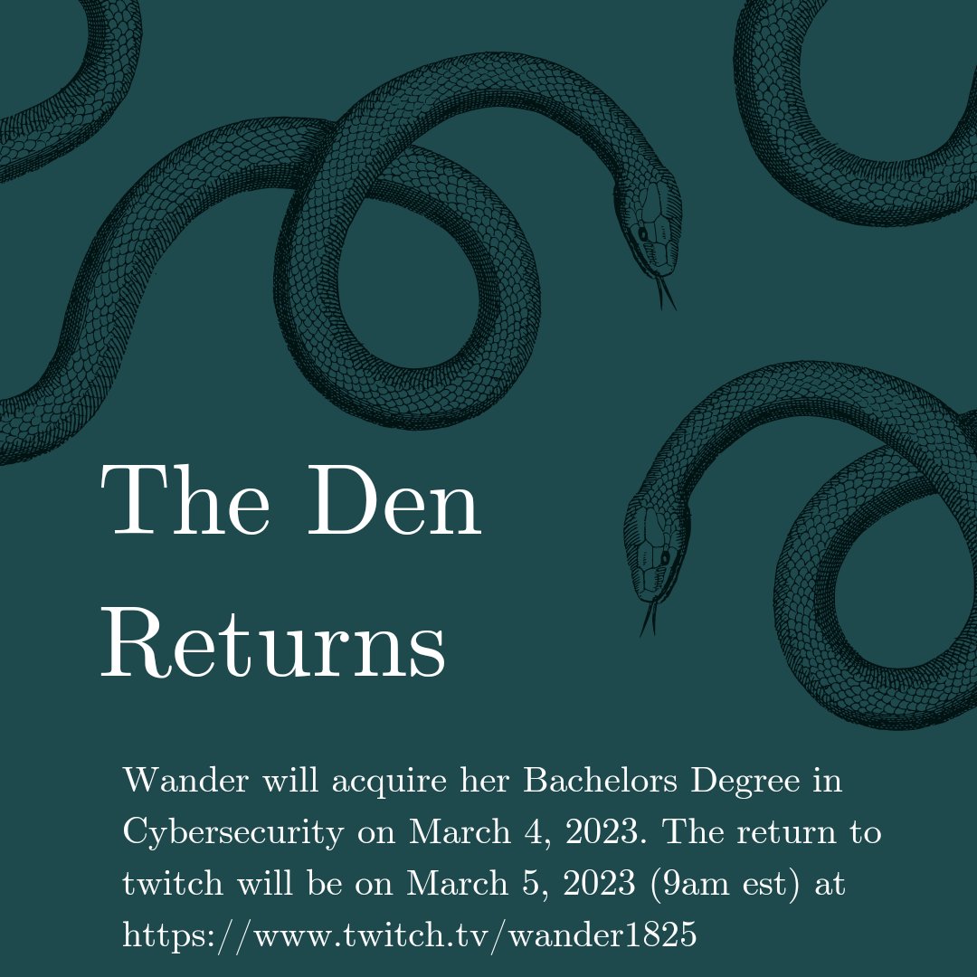 Guess I'll see you in 2 weeks. 🙄 
#whatever #mightaswell #ba #cybersecurity #psychology #bellevueuniversity #metime #backwiththemadness #twitch #smallstreamer #twitchstreamer #twitchaffiliate #girlgamer #consolegamer #playstation #indiegamer #fortnite #TheDen