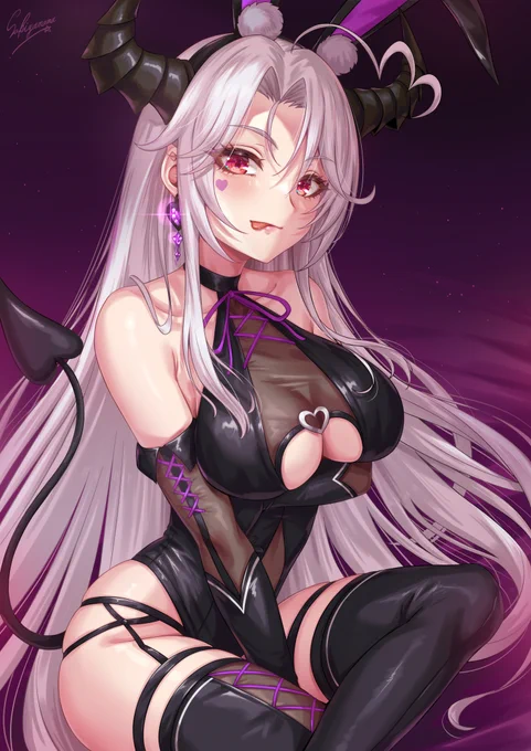 銀髪サキュバスバニーお姉さん 