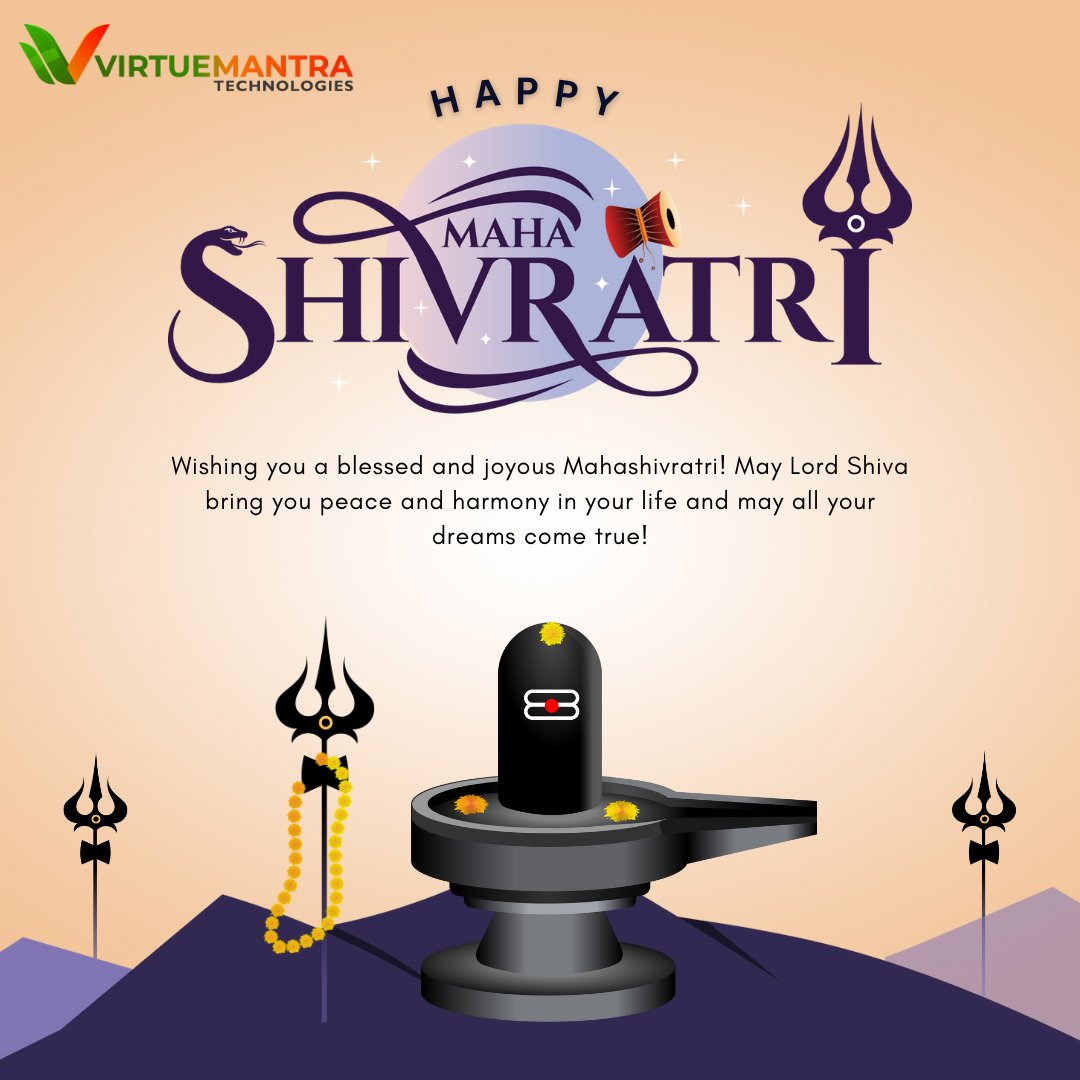 virtuemantra's tweet photo. On the auspicious occasion of #MahaShivratri, Virtuemantra Technologies would like to extend our warmest greetings to all. May Lord Shiva bless us with strength, wisdom, and perseverance to overcome all challenges and achieve our goals. #HappyMahaShivratri https://t.co/LK5x08sdMI