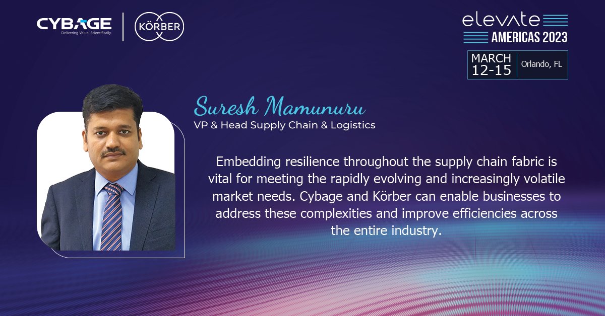 CybageAlliances's tweet photo. A partnership with Körber has enabled Cybage teams to drive successful WMS implementations and warehouse transformation across the globe! Meet me at Elevate Americas 2023 to find out how Cybage expertise and solutions can enable you to build connected, automated supply chains. https://t.co/yVPMVZD8Yg