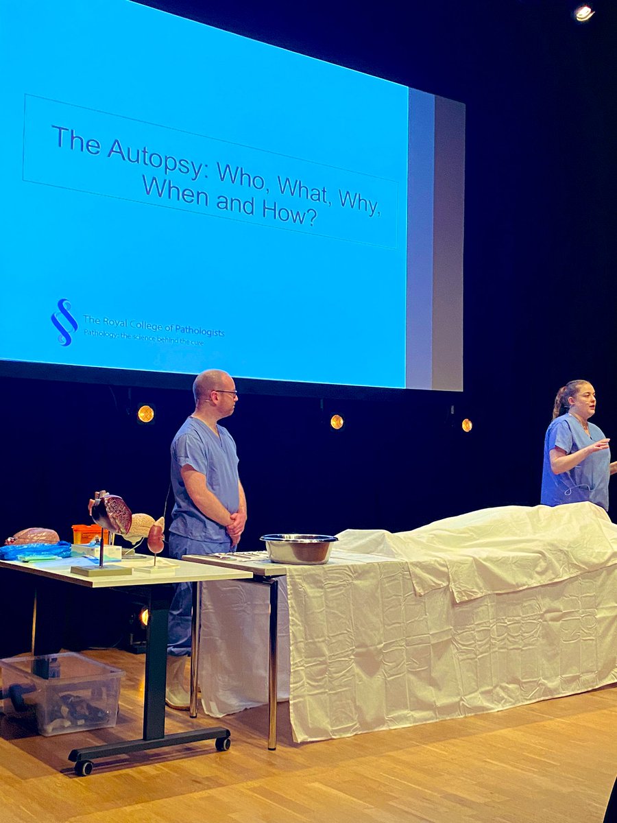 gcmckeeman's tweet photo. Great start to #NISF23 with 2 Living Autopsy events organised by @RCPath and @niscifest hosted by @CrescentArts &amp; @PlayhouseDerry. Fascinating insight into the key role pathologists play in helping understand cause of death and how they help inform treatment of disease #pathology https://t.co/QQd3OZy8d6