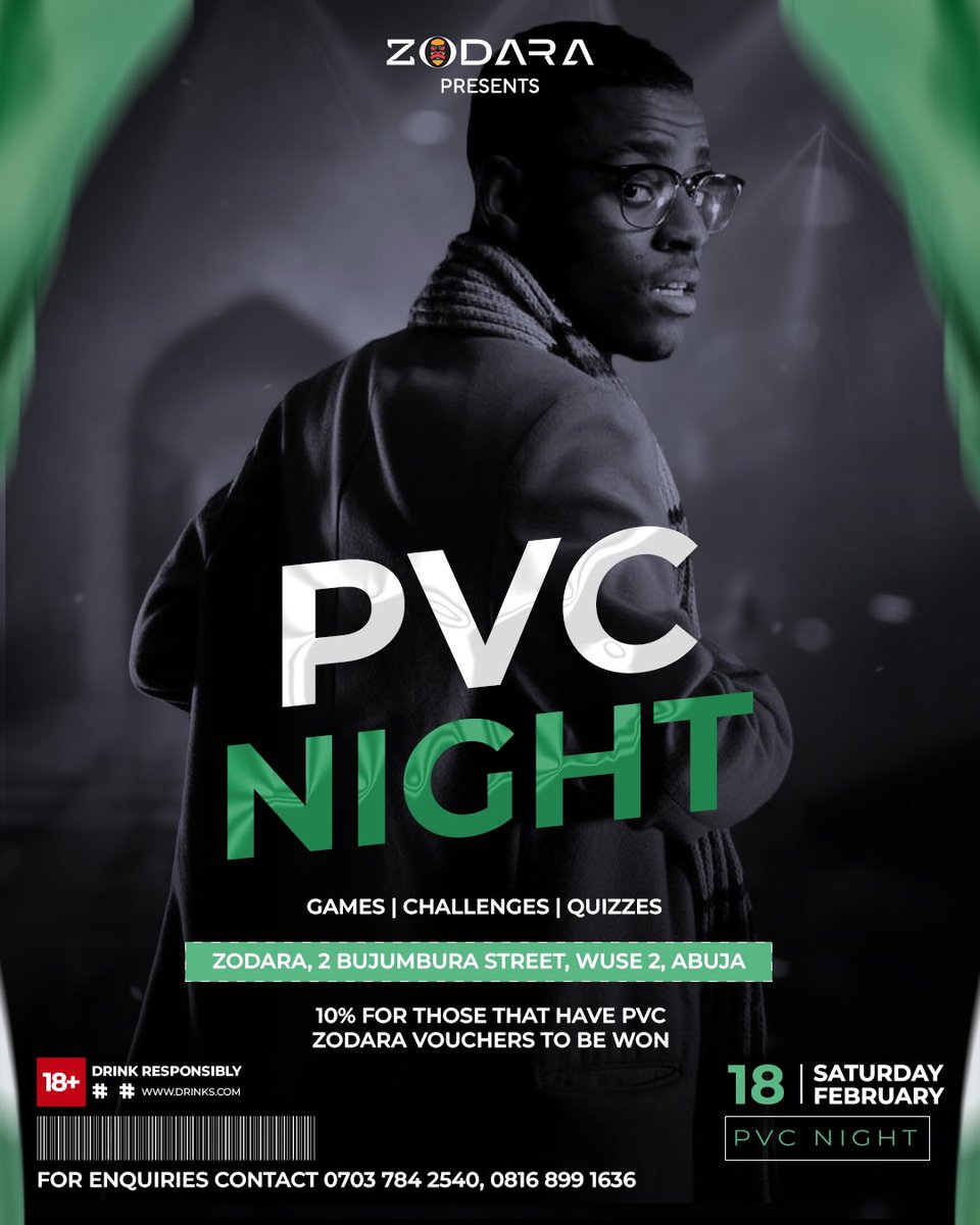 ZodaraNg's tweet photo. The party before elections! Games, challenges, quizzes! An evening of all-around fun. 

10% off for those with their PVCs, Zodara vouchers to be won 😉. 

#pvcnight #abujaparty #zodara https://t.co/zxxPNUgYv1